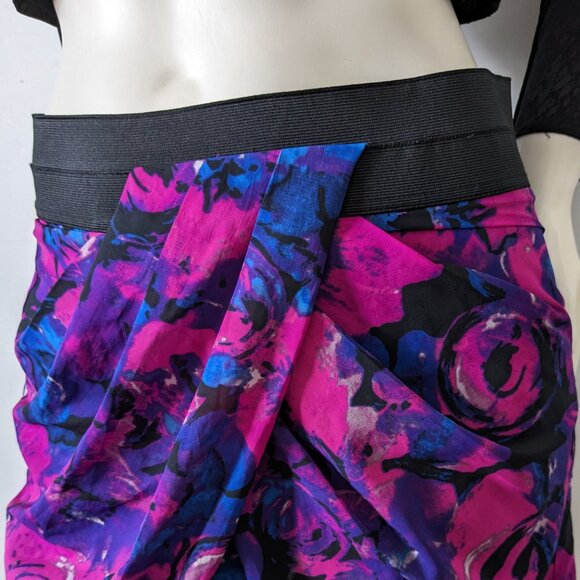 Armani Exchange - Vibrant Pink/Blue Wrap Front Mini Skirt - Size 4 - Picture 2 of 6